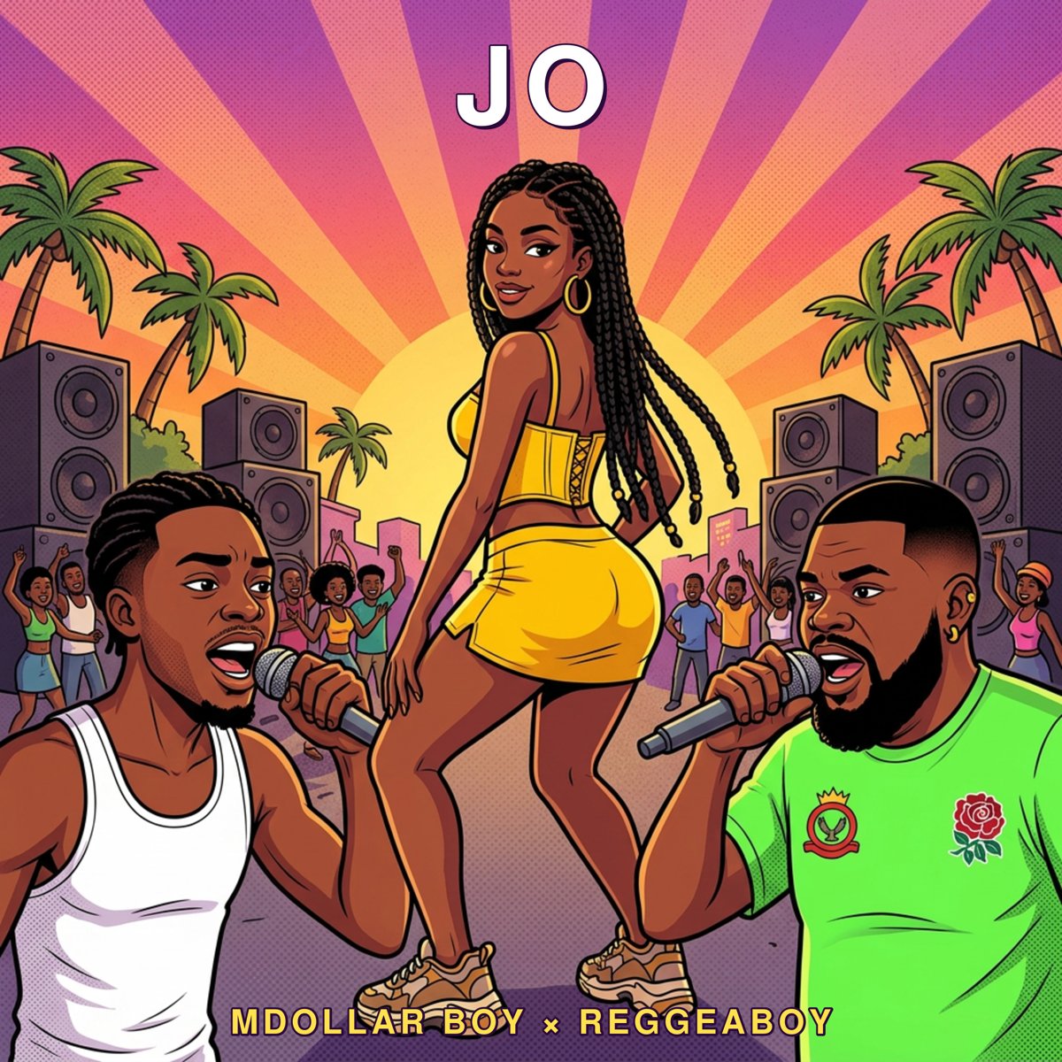 JO single cover, cartoon style